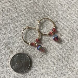 Small goldtone hoops with gemstones